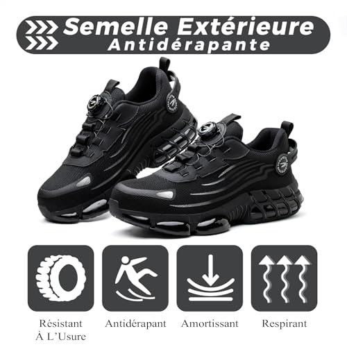 GemChve Safety Shoes Men Women Lightweight Breathable Work Non-Slip Work Sneakers with Steel Toe Cap 3-12 UK