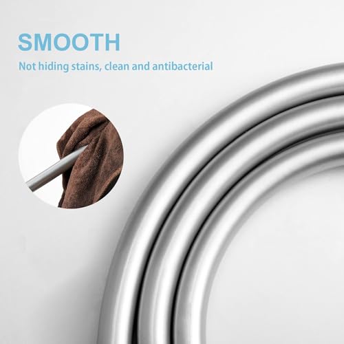 Shower Hose, 2.0m PVC Universal Smooth High-Pressure Shower Pipe with Washer, Replacement for Bath Taps, Sliver
