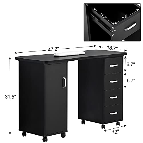 BarberPub Manicure Nail Table Acetone Resistant Beauty Salon Desk Nail