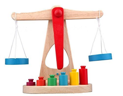 Topwon Wooden Balance Scale / Wooden Weights kid Preschool Education Toy