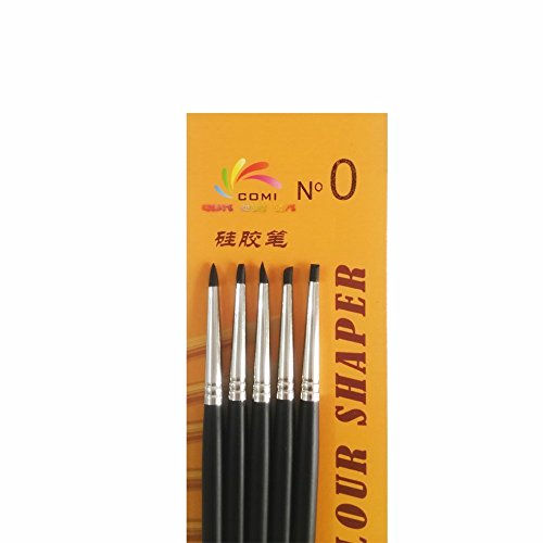 COMIART 5pcs Flexible Fimo Clay Sculpture Tools Silicon Color Shaper Brushes Size 0
