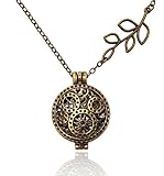 Brass-tone Clockwork Clock Gear with Branch Essential Oil Diffuser Jewelry Aromatherapy Locket Pendant includes reusable felt pads