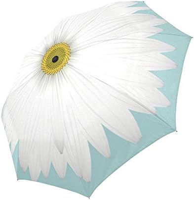 Funny White Daisy Automatic Foldable Umbrella Daily Use Travel Use Gift Choice For Christmas/New Year/ Birthday or any Holidays and Festivals