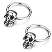 Flongo 2PCS Gothic Stainless Steel Men's Skull Hoop Stud Huggie Earrings Set