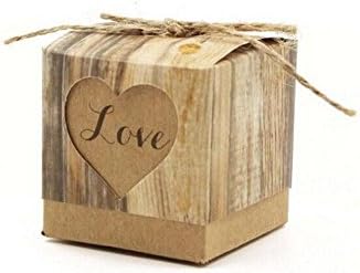 Ruip DIY Retro Kraft Paper Box Hollow Love Heart Candy Box Decorative Snack Candy Cookies Box 10PCS