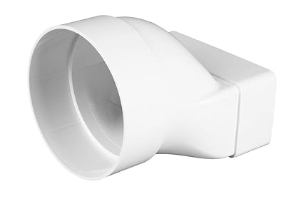 Adapter Übergangsstück rund / eckig , 75x150mm , Ø 125mm Flachkanal Abluftrohr Abluft Badlüfter, Awenta