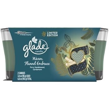 Glade Jar Candle Air Freshener, Warm Flannel Embrace, 2 Candles, 6.8 oz