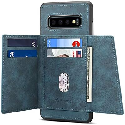 Samsung Galaxy S10 Plus Card Holder Case S10 Plus Wallet Case Bifold Slim, Spaysi Galaxy S10 Plus Folio Leather case, Flip Cover, Gift Box, for S10+ Plus (Blue)