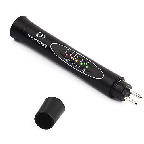 Kzyee Brake Fluid Tester Auto Diagnostic Brakes Oil Testing Tool Calibrated for DOT4 with 5 LED Indicator