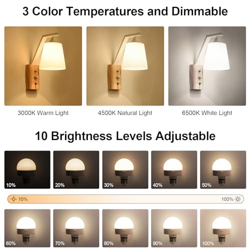 E27 Battery Operated Light Bulb, 2 Pack Rechargeable Cordless Bulbs with Remote Control, Detachable Magnetic Charging, Dimmable LED Bulb with 3 Color Temperatures & Timer for Lamps
