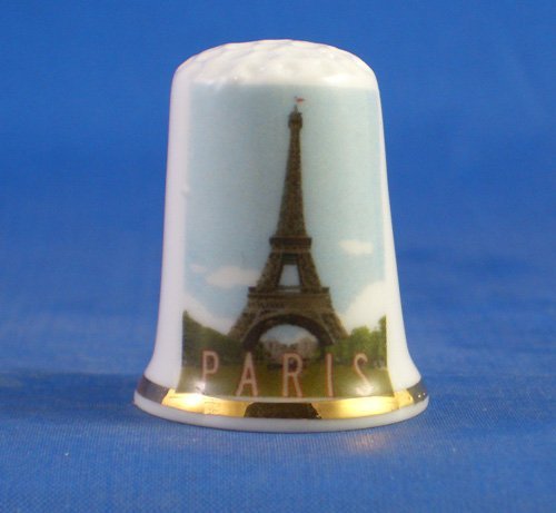 Porcelain China Collectable Thimble - Travel Poster Series Paris -- Free Gift Box