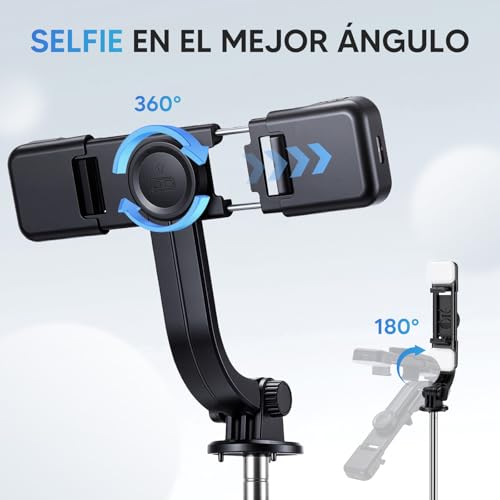 170cm Trípode Bluetooth con Luz de Relleno, Palito Selfie Plegable y Portátil para Viaje, Soporte Extensible para Transmisión en Vivo, Videollamadas y Fotos, Compatible con Todos los Teléfonos Móviles