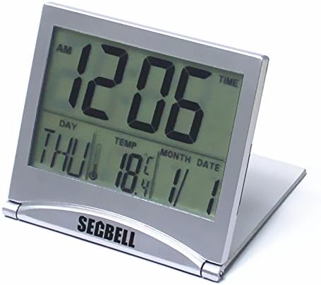 Secbell Mini Foldable Travel Alarm Clock Timer with Temperature &amp; Date &amp; Week &amp; Repeating Snooze Silent LCD Digital Screen Alarm Clock