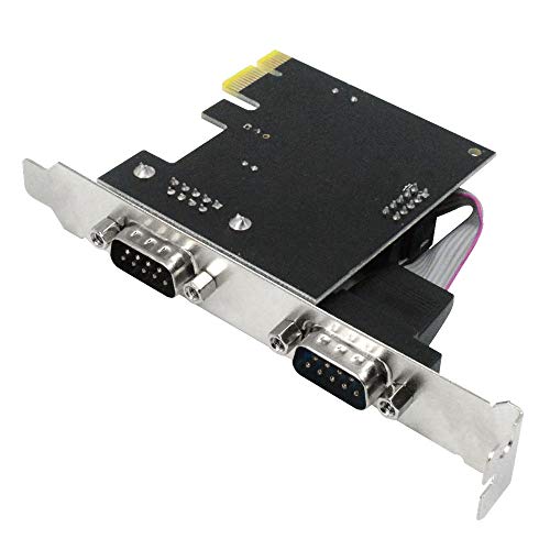 2 Port PCIe Serial Expansion Card, PCI Express 1.0 x 1 to Industrial DB9 COM RS232 Converter Adapter Controller for Desktop PC (Will Also Work on PCI-E x4, x8, x16 Slot)