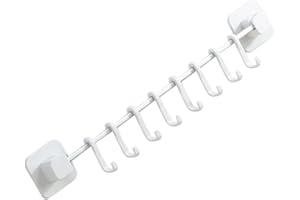 IOBIDDYS Kitchen Rail Rack with Hooks Wall-Mounted Utensil Hanger Space-Saving Kitchen Organizer for Pots