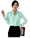 MENO Women's Casual Long Sleeves V-neck Shirts Lady Chiffon Tops Blouses