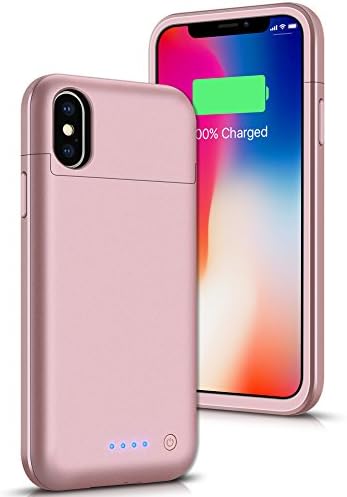 iPhone X/XS 10 Battery Case, AexPower 5200mAh Portable Rechargeable Protective Charging Case for iPhone X (5.8 inch) Extended Battery Pack Protective Charger Case Ultra Slim (Rose Gold)