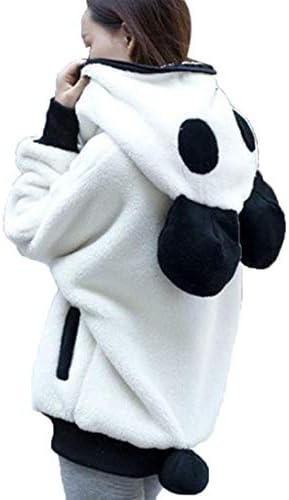 Owill Cute Bear Ear Panda Winter Warm Hoodie Coat Women Hooded Jacket Outerwear