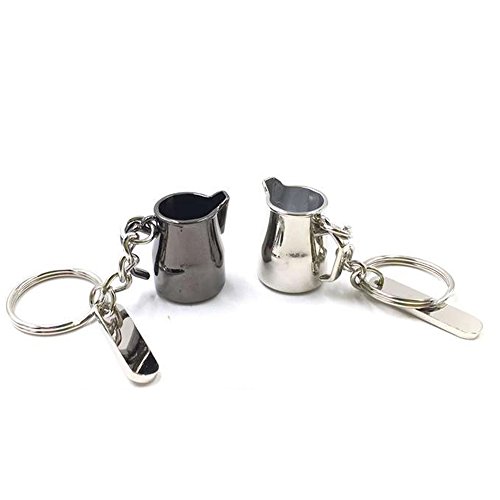 Ivykin Coffee milk pitcher keyring coffee keychain/1 set (black and silver color)