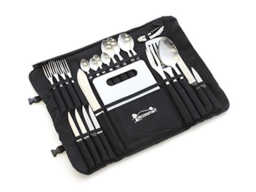 Front Runner Camp Kitchen Stainless Steel Utensil Set with Canvas Wrap Tote Bag