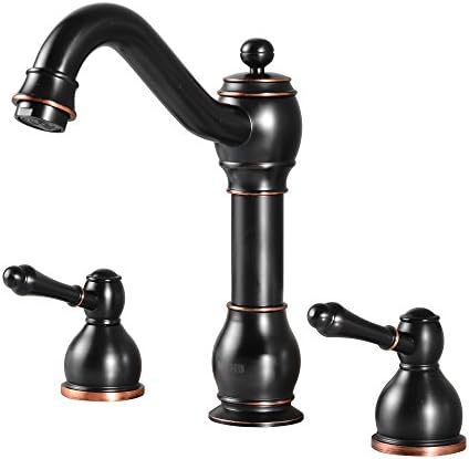 MYHB Widespread 8 Bathroom Faucet 3hole Sink Set 2 Hanld ORB Combo, Oil Rubbed Bronze 2515-3JTH