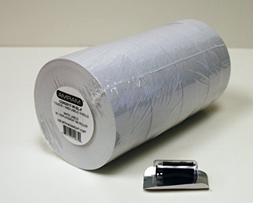 Amram 20x17 White Pricing/Marking Labels, 1 Sleeve of 8 Rolls/14,000 Labels. Includes 1 Free Ink Roller Replacement. Labels & Ink Roller Compatible w/Monarch 1136.