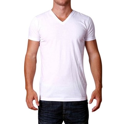 Custom Mens V-Neck T-Shirts Design Your Own Text or Image Adult Unisex Shirt White - Image 3