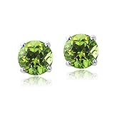 Silver Tone Birthstone Peridot August Crystal Stud Earrings with Swarovski Elements