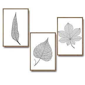 3 Piece Framed Canvas Wall Art for Living Room, Bedroom Leaf Theme Canvas Prints for Home Decoration Ready to Hang - 16"x24"x3 Panels
