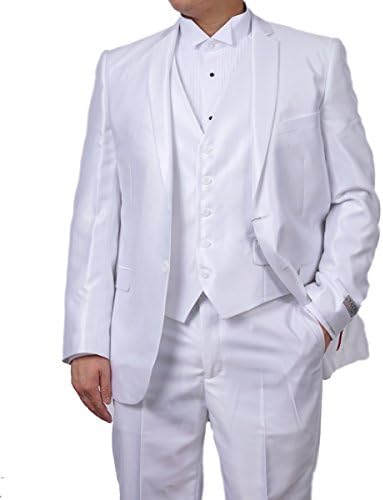 New Mens 3 Pc (Jacket, Pants &amp; Vest) Shiny White Sharkskin Slim Fit Dress Suit (42R)