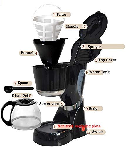 GNLIAN HUAHUA Kaffeemaschine. Elektrische Kaffeemaschine Maschine Tee Drip Kaffeemaschine GlasCarafe Haupttee… – Bild 6