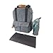 Laguna Tide Travel Diaper Bag Backpack w/Padded Infant Changing Mat | 12-Pocket Trendy Designer Tote w/Adjustable Shoulder Straps, Removable Stroller Straps | Waterproof Carryall (Gray)