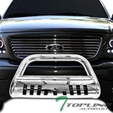 Topline Autopart SS Stainless Steel Chrome HD Heavyduty Bull Bar Brush Push Front Bumper Grill Grille Guard For 05-17 Nissan Frontier / 05-07 Pathfinder / 05-15 Xterra