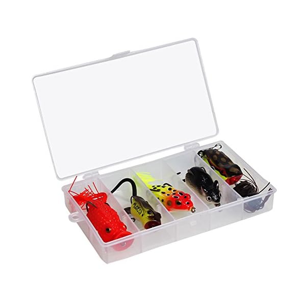 Sougayilang-Topwater-Frog-Rat-Soft-Swim-Crankbait-Fishing-Lures-with-Plastic-Box-Pack-of-6pcs