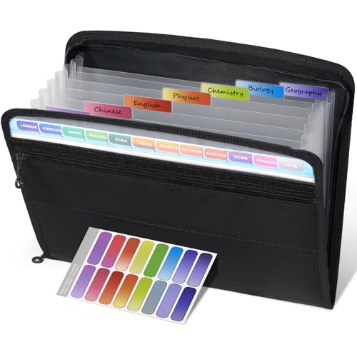 Sooez 13 Pocket Expanding File Folder with Sticky