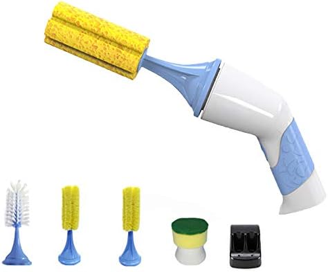 WUANNI Electric Cleaning Brush, Power Brush Handheld Cordless Electric Scrubber All Purpose Kitchen Clean with 4 pcs of Brush Heads with Soft-Touch Button for Bathroom, Kitchen,Window,Furniture,Cars