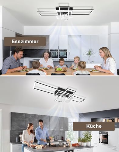 Homefire Lámpara de techo moderna con ventilador de 94cm - Ventilador de techo con luz, 6 velocidades, LED, regulable, con mando a distancia y temporizador para salón, comedor y dormitorio