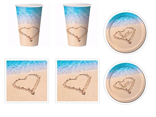 Beach Love Bridal Shower Wedding Party Kit Plates Napkins and Cups for 16 Guests