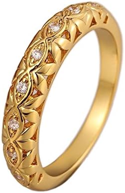 Fashion 18k Yellow Gold Filled Rings Rhinestone Finger Band Size 7/8/9 Ring Fashion Jewelry (Gold size 7)