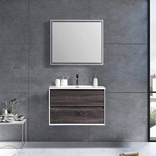 Pianetaffari Floorboards Hanging Bathroom Cabinet Slavonia Oak 80 Cm Complete With Led Mirror Touch Series Oslo Amazon Co Uk Kitchen Home