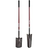 KYLIN Heavy Duty Long Fiberglass Handle Shovel 2-Piece Set, for Digging, Gardening, Cleaning Out Ditches, Digging Narrow Trenches, Laying Drains, Pipes and Cable Channels and Landscaping Industry.