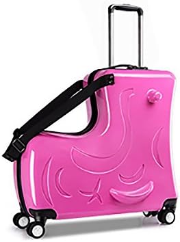 Children's Luggage, Universal Wheel Suitcase, 20 Inch Rideable Action Box, Hard Shell Trolley Case (Color : Pink, Size : 24)
