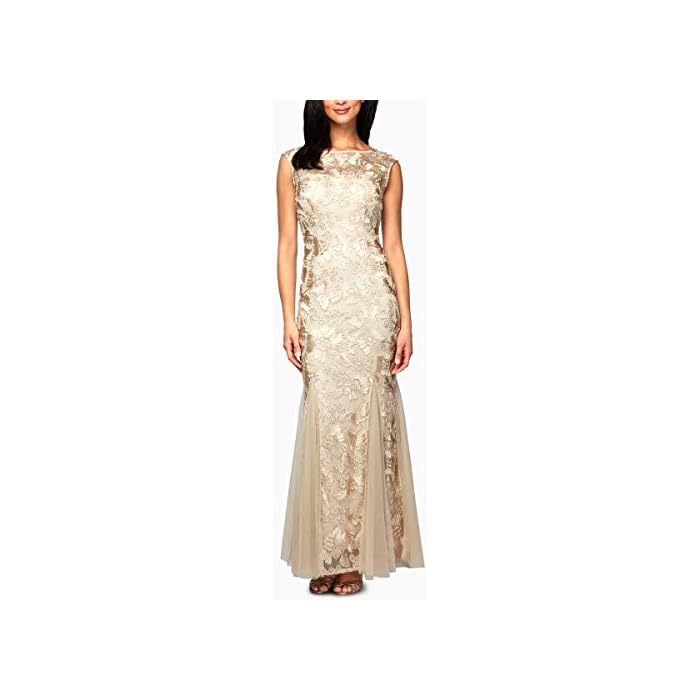Long Fit and Flare Dress Godet Detail 