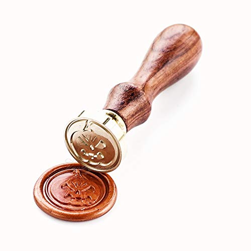 Vooseyhome the Halloween Pumpkin Skeleton Wax Seal Stamp with Rosewood Handle - Ideal for Decorating Gift Packing, Envelopes, Parcels, Invitations, Signature and Everything You Can Think and You Like!