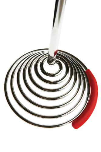 Dreamfarm Smood - One-Press Spring Coil Potato Masher with Silicone Pot Scraper (Red)