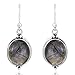 925 Oxidized Sterling Silver Labradorite Gemstone Oval Shaped Vintage Dangle Hook Earrings 1.3