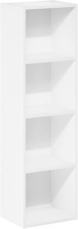 Furinno PASIR 4-Tier Book Shelf White 12x41.7x9.3 In Contemporary Design view 5