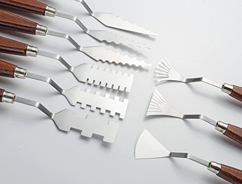 9 Piecs Stainless Steel Color Palette Knives Kit for Painting Creative Artistic Color Mixing Oil Painting Flexible Use-Lightwish - Thumbnail 3