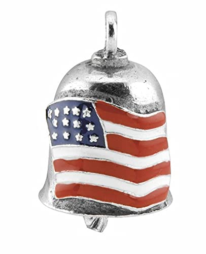 The Gremlin Bell Pewter USA Flag Good Luck Charm with Pouch and 2 Attachments and Story Card (USA Flag)
