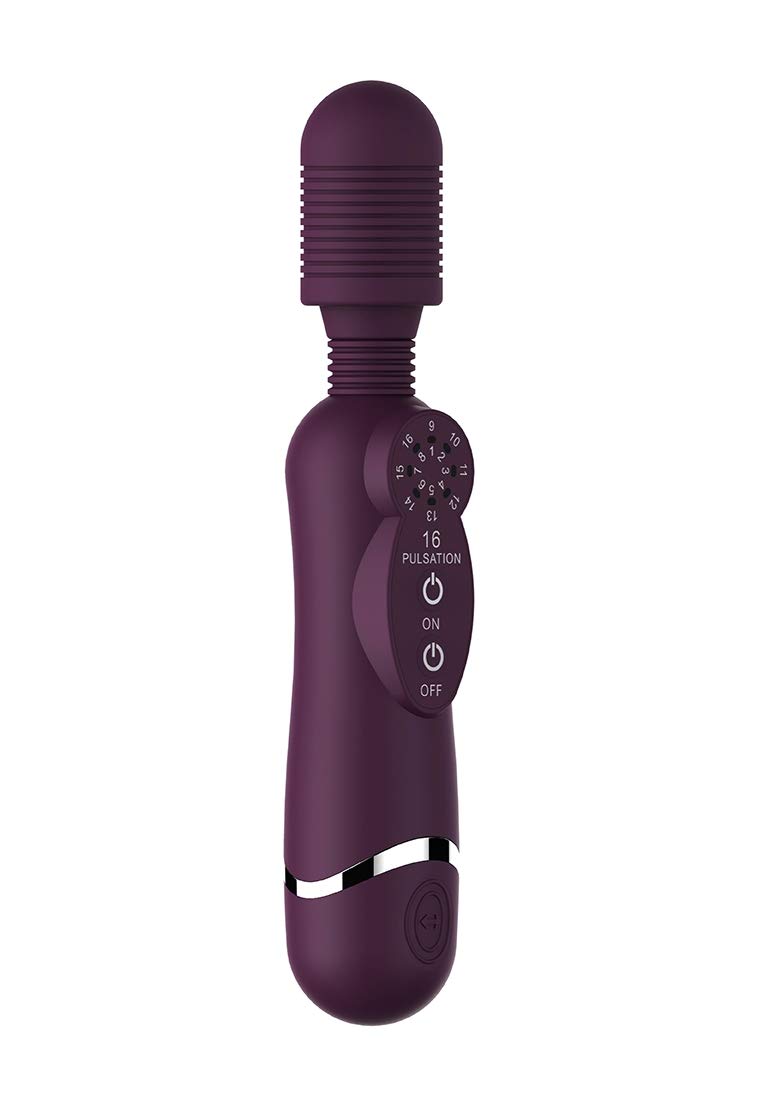 Shots Toys Silicone Wand with 16 Different Vibration Modess - Purple